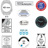 Bertucci D-3T RETROFORM EPIC Watch | Black Dial with Int. NASA Orange Nylon Band