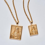 Awe Inspired Mini Mother Mary Tablet Necklace | Long Adjustable Cable Chain