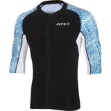 Zone3 Men's Lava Long Distance Short Sleeve Tri Top | Black/White/Red
