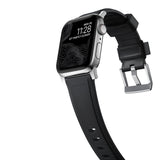 Nomad Rugged Apple Watch Strap | Black FKM Rubber/Silver Hardware