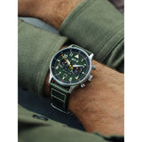 AVI-8 Hawker Hurricane AV-4088-02 Carey Dual Time Merville Japanese Quartz Watch | Stainless Steel/Dark Brown/Green