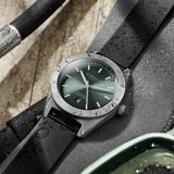Sternglas Marus Automatic Watch | Green Dial / Rubber Black Strap