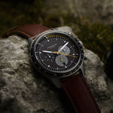 Sternglas Tachymeter Quartz Watch | Black Dial / Modena Brown Strap