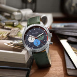 Sternglas Tachymeter Quartz Watch | Blue Dial / Modena Green Strap