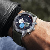 Sternglas Tachymeter Quartz Watch | Blue Dial / Modena Green Strap