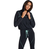 Koral Cal Blackout Cropped Hoodie | Black/Neptune Green