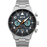 AVI-8 Hawker Hurricane AV-4088-22 Carey Dual Time Gutersloh Japanese Quartz Watch | Stainless Steel/Blue