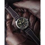 AVI-8 Spitfire AV-4089-01 Lock Midnight Oak Japanese Meca-Quartz Chronograph Watch | Stainless Steel/Brown/Black