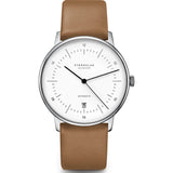 Sternglas Naos Automatik Watch Leather Strap | White Silver/Premium Brown