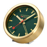 Mondaine 125mm Brushed Aluminum Gold Alarm Clock