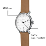 Sternglas Naos Automatik Watch Leather Strap | White Silver/Premium Brown
