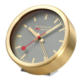 Mondaine 125mm Brushed Aluminum Gold Alarm Clock