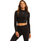 Koral Luca Blackout Long Sleeve Crop Top | Black