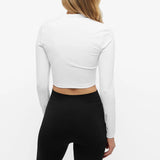 Koral Luca Blackout Long Sleeve Crop Top | White