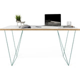 TemaHome Flow Desk | Pure White & Plywood / Sea Green Lacquered Steel 190040-FLOW