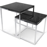 Temahome Prairie Nesting Table | Black Marble Top/Chrome Leg