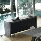 TemaHome Kobe 2 Doors & 3 Drawers Sideboard | Concrete Look / Pure Black 071012-KOBE