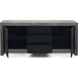 TemaHome Kobe 2 Doors & 3 Drawers Sideboard | Concrete Look / Pure Black 071012-KOBE