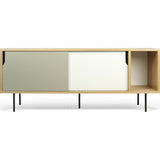 TemaHome Dann Sideboard | Oak Frame, Pure White/Matte Grey Doors, Black Lacquered Steel Feet 163011-DANN