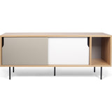 TemaHome Dann Sideboard | Oak Frame, Pure White/Matte Grey Doors, Black Lacquered Steel Feet 163011-DANN