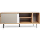 TemaHome Dann Sideboard | Oak Frame, Pure White/Matte Grey Doors, Black Lacquered Steel Feet 163011-DANN
