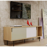 TemaHome Dann Sideboard | Oak Frame, Pure White/Matte Grey Doors, Black Lacquered Steel Feet 163011-DANN