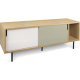 TemaHome Dann Sideboard | Oak Frame, Pure White/Matte Grey Doors, Black Lacquered Steel Feet 163011-DANN