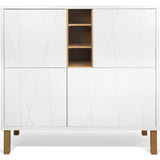 Temahome Niche Cupboard w/ Notched Doors & Oak Legs | Pure White/Oak