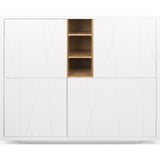 Temahome Niche Cupboard w/ Notched Doors & White Base | Pure White/Oak