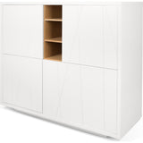 Temahome Niche Cupboard w/ Notched Doors & White Base | Pure White/Oak