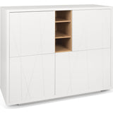 Temahome Niche Cupboard w/ Notched Doors & White Base | Pure White/Oak
