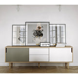 TemaHome Dann Sideboard 201 w/ Wood Legs | Oak / Pure White & Matte Grey 163082-DANN195