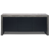 Temahome Kobe 2 Doors & 3 Drawers Sideboard | Concrete Look / Pure Black