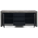 Temahome Kobe 2 Doors & 3 Drawers Sideboard | Concrete Look / Pure Black