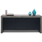 Temahome Kobe 2 Doors & 3 Drawers Sideboard | Concrete Look / Pure Black