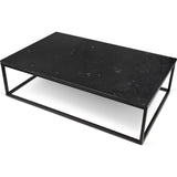 TemaHome Prairie 47X30 Marble Coffee Table | Black Marble Top / Black Lacquered Steel Legs 059042-PRAIRIE47MAR
