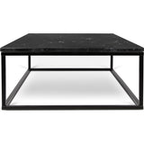 TemaHome Prairie 47X30 Marble Coffee Table | Black Marble Top / Black Lacquered Steel Legs 059042-PRAIRIE47MAR