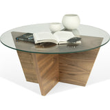 TemaHome Oliva Round Top End Table | Walnut / Glass Top 9500.624551