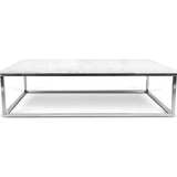 TemaHome Prairie 47X30 Marble Coffee Table | White Marble Top/Chrome Legs 059042-PRAIRIE47MAR
