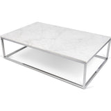 TemaHome Prairie 47X30 Marble Coffee Table | White Marble Top/Chrome Legs 059042-PRAIRIE47MAR