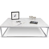 TemaHome Prairie 47X30 Marble Coffee Table | White Marble Top/Chrome Legs 059042-PRAIRIE47MAR