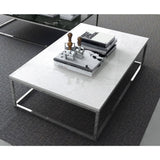 TemaHome Prairie 47X30 Marble Coffee Table | White Marble Top/Chrome Legs 059042-PRAIRIE47MAR