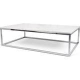 TemaHome Prairie 47X30 Marble Coffee Table | White Marble Top/Chrome Legs 059042-PRAIRIE47MAR