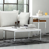 TemaHome Prairie 47X30 Marble Coffee Table | White Marble Top/Chrome Legs 059042-PRAIRIE47MAR