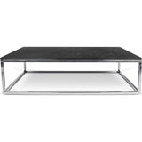 TemaHome Prairie 47X30 Marble Coffee Table | Black Marble Top / Chrome Legs 059042-PRAIRIE47MAR