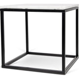 TemaHome Prairie 20X20 Marble End Table | White Marble Top/Black Lacquered Steel Legs 059042-PRAIRIE20MAR