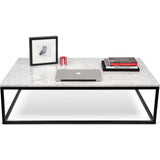 TemaHome Prairie 47X30 Marble Coffee Table | White Marble Top/Black Lacquered Steel Legs 059042-PRAIRIE47MAR