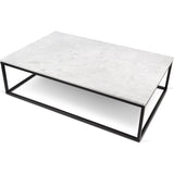 TemaHome Prairie 47X30 Marble Coffee Table | White Marble Top/Black Lacquered Steel Legs 059042-PRAIRIE47MAR