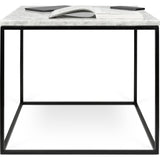 TemaHome Gleam 20x20 Marble Side Table | White Marble / Black Lacquered Steel 187042-GLEAM20MAR