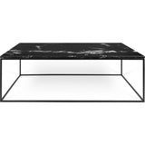 TemaHome Gleam 47x30 Marble Coffee Table | Black Marble / Black Lacquered Steel 187042-GLEAM47MAR